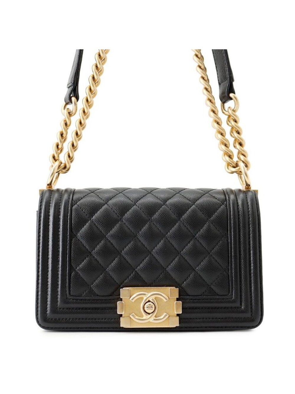 Chanel Chain Shoulder Bag Boy Small Quilted CC Logo Boy Black
